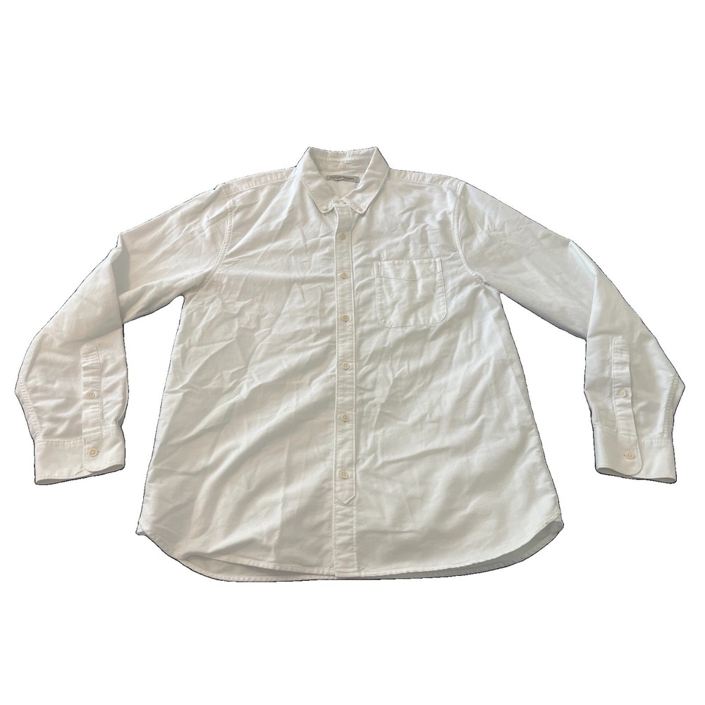 Outerknown Blanket Shirt Mens Large White Organic Cotton Twill Flannel